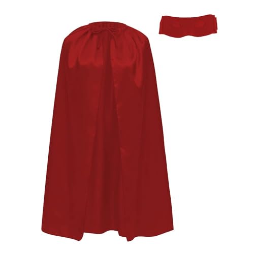 Superhelden-Umhang und Augenmaske für große Kinder und Jugendliche, Superhelden-Umhang, 90 cm lang, für Superman-Kostüm, Karneval, 2-teiliges Set (rot/rot) von Carnavalife