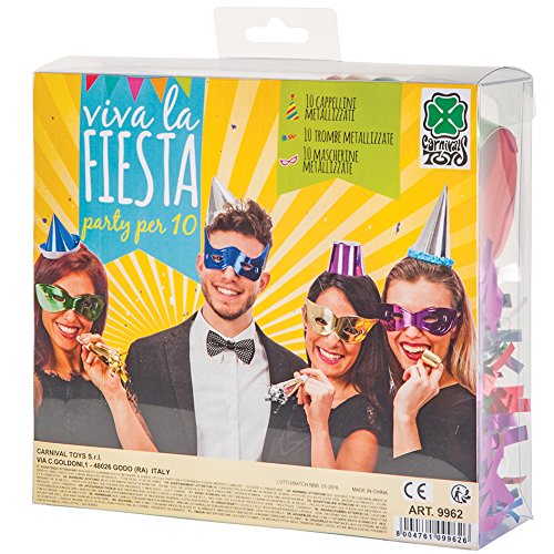 Carnival Toys 9962 - Party Set, 10 Hüte 10 Masken 10 Metallic Tröten von Carnival Toys