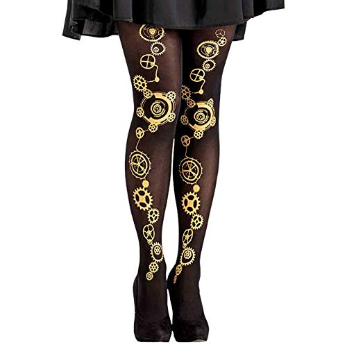 Generique Steampunk-Strumpfhose für Damen Steampunk-Accessoire schwarz-Gold von Carnival Toys