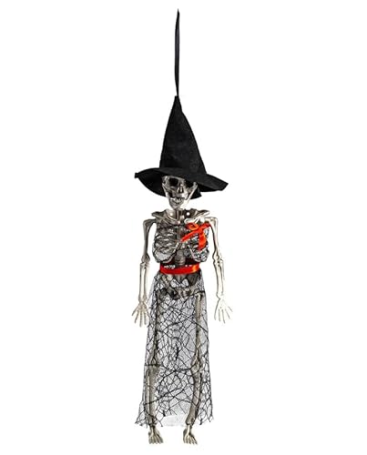 SCHELETRO STREGA D'APPENDERE Con Abito IN Tulle Nero E Cappello H.cm.50 CA.Con CARTELLINO/ETICHETTA von Carnival Toys