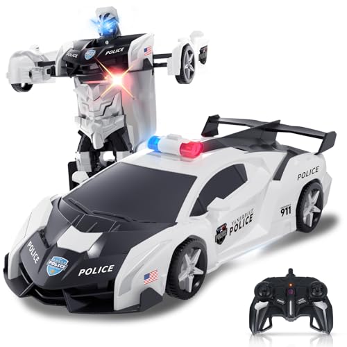 Carox Ferngesteuertes Auto, 2.4Ghz 1:18 Roboter RC Auto mit LED-Licht, 360 Grad Drehung RC Car Spielzeug für Kinder ab 6 7 8 9 10 11 12 Jahre (Gelb) von Carox