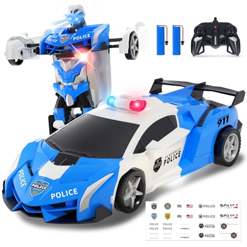 Carox Ferngesteuertes Auto, 2.4Ghz 1:18 Roboter RC Auto mit LED-Licht, 360 Grad Drehung RC Car Spielzeug für Kinder ab 6 7 8 9 10 12 Jahre (Blau) von Carox