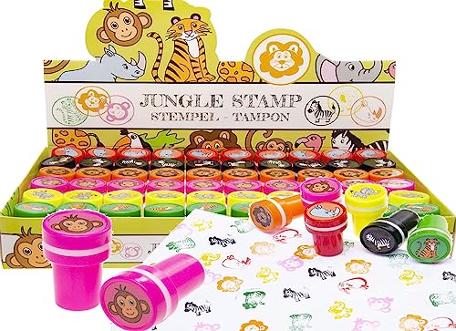 12 Stempel * Wilde Tiere * als Mitgebsel für Kindergeburtstag oder Mottoparty | Perfekt zum basteln, malen, als Geschenk und Spiel für Kinder Stamp Jungle AFFE Elefant Löwe von Carpeta