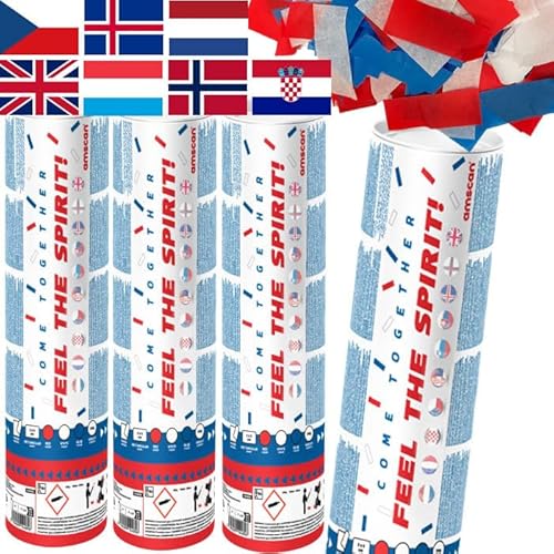 4 x Konfetti-Kanonen für * GROSSBRITANNIEN * | Länder Konfetti Regen zur Fußball EM 2024 | 2-3m Effekthöhe, 28cm Party Popper mit Papierkonfetti | Shooter Konfettikanone (Großbritannien) von Carpeta