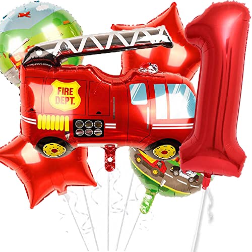 Ballon Set * FEUERWEHR * als Deko für Kindergeburtstag und Fire Fighter Mottoparty | mit Zahlen von 1 bis 9 | Geburtstag Party Feuerwehrmann Kinder Ballondeko Partydeko, Edition: 1. Geburtstag von Carpeta