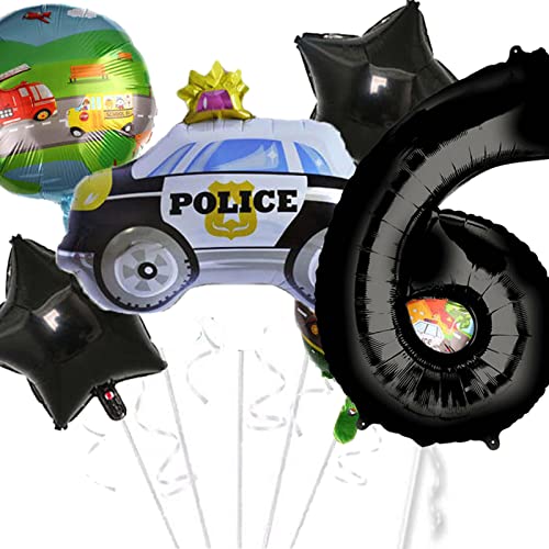 Ballon Set * POLIZEI * als Deko für Kindergeburtstag und Polizeiauto Mottoparty | mit Zahlen von 1 bis 9 | Polizist Geburtstag Party Kinder Ballondeko Partydeko, Edition: 6. Geburtstag von Carpeta