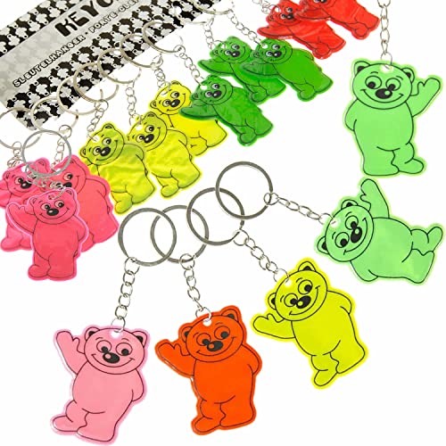 Carpeta 12 x Schlüsselanhänger Reflektor * TEDDY * inkl. Schlüsselkette ┃ Perfekt für Schüler in der dunklen Jahreszeit ┃Schultüte Mitgebsel Kindergeburtstag ┃ Kinder lieben diesen Teddybär ✔ von Carpeta