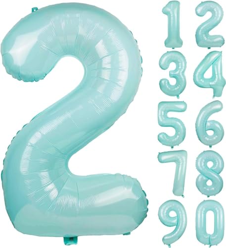 Folienballons * Macaron-Farben * als Zahlen Deko für Geburtstag und Party | XXL-Größe: 100cm | Zahl Luftballons Ballons Folienballon Ballondeko Kindergeburtstag, Edition: Mint-Blau Zahl 2 Folienballons * Macaron-Farben * als Zahlen Deko für Geburtstag und Party | XXL-Größe: 100cm | Zahl Luftballons Ballons Folienballon Ballondeko Kindergeburtstag, Edition: Mint-Blau Zahl 2 von Carpeta