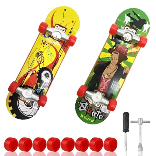 2 Stück Finger Skateboard,Fingerspitzen-Skateboard mit Werkzeugen,Fingerboard,Mini Skateboard,Fingerskateboards set,Fingerskateboard,Finger Spielzeug,Mitgebsel Jungs,Mini Skateboard für Schildkröte. von Carreneu