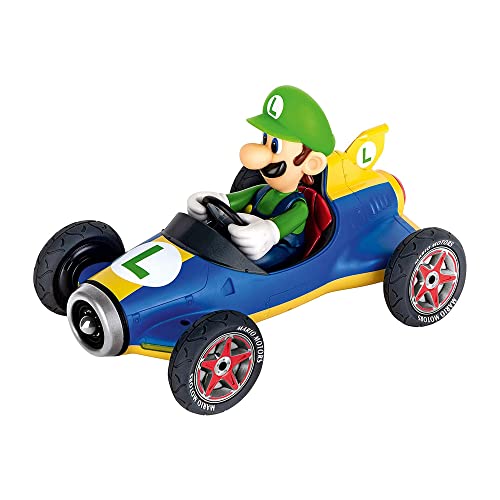 Carrera RC Nintendo Mario Kart Mach 8 mit Luigi I ferngesteuertes Auto ab 6 Jahren für drinnen & draußen I Mini Mario Kart mit Fernbedienung zum Mitnehmen I Spielzeug für Kinder & Erwachsene, Gelb/Blau Carrera RC Nintendo Mario Kart Mach 8 mit Luigi I ferngesteuertes Auto ab 6 Jahren für drinnen & draußen I Mini Mario Kart mit Fernbedienung zum Mitnehmen I Spielzeug für Kinder & Erwachsene, Gelb/Blau von Carrera