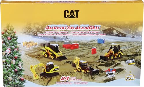 Carrera - 37085970 - Carrera RC Adventskalender I Original CAT Lizenz I Metall Diecast Fahrzeuge I Motion Sand I Zubehör zum Spielen & weitere Überraschungen I Vorfreude für Baustellen-Fans von Carrera