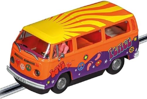 Carrera - 20031095 - Carrera Digital 132 I VW Bus T2b Peace and Love I Hippie Stil auf der Rennstrecke I Slotcar im Maßstab 1:32 I Authentische Frontbeleuchtung I Slotcar für Carrera Rennbahn von Carrera