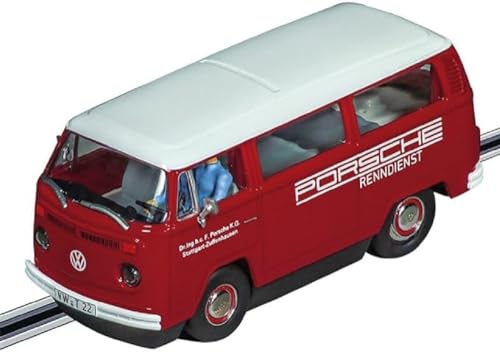 Carrera Digital 132 I VW Bus T2b Porsche Renndienst I Teil des Porsche Teams I Slotcar im Maßstab 1:32 I Individuell codierbar I Authentische Frontbeleuchtung I Slotcar für Carrera Rennbahn von Carrera