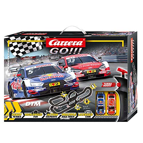 Carrera GO!!! DTM Master Class Rennstrecken-Set | 8.9m elektrische Rennbahn mit Ekströms & Rasts Audi RS 5 Spielzeugauto | mit 2 Handreglern & Streckenteilen | Für Kinder ab 6 Jahren & Erwachsene von Carrera