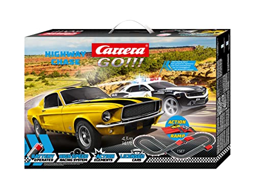 Carrera - 20063519 - Carrera GO!!! Highway Chase Rennbahn-Set I Rennbahnen und lizensierte Slotcars | bis zu 2 Spieler | Für Jungs und Mädchen ab 6 Jahren & Erwachsene von Carrera