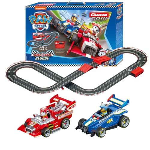 Carrera - 20063514 - Carrera GO!!! Paw Patrol - Ready Race Rescue Rennbahn-Set I Rennbahnen und lizensierte Slotcars | bis zu 2 Spieler | Für Jungs und Mädchen ab 6 Jahren & Erwachsene von Carrera