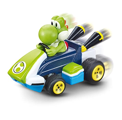 Carrera Mini RC Mario Kart mit Yoshi I Ferngesteuertes Auto ab 6 Jahren für drinnen & draußen I Mini Mario Kart Auto mit Fernbedienung zum Mitnehmen I Spielzeug für Kinder & Erwachsene von Carrera