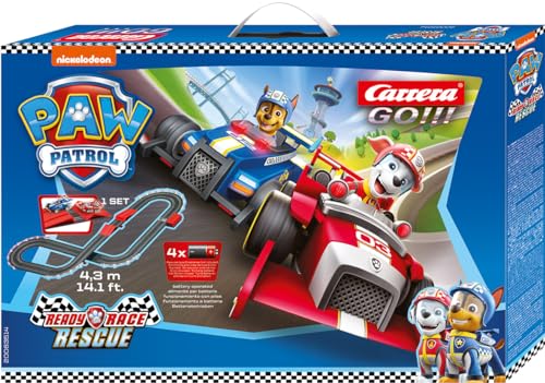 Carrera - 20063514 - Carrera GO!!! Paw Patrol - Ready Race Rescue Rennbahn-Set I Rennbahnen und lizensierte Slotcars | bis zu 2 Spieler | Für Jungs und Mädchen ab 6 Jahren & Erwachsene von Carrera