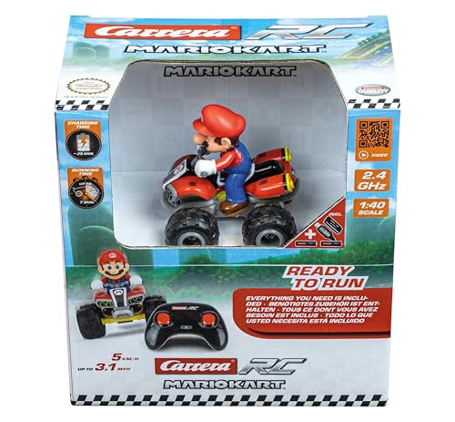 Carrera RC I Mario Kart I Mario-Quad 24GHz Ferngesteuertes Auto für aufregende Rennen I Original Lizenz I Bis zu 8 min Fahrzeit I Inkl. Luftreifen I Ein Muss für Mario-Fans aller Altersgruppen von Carrera