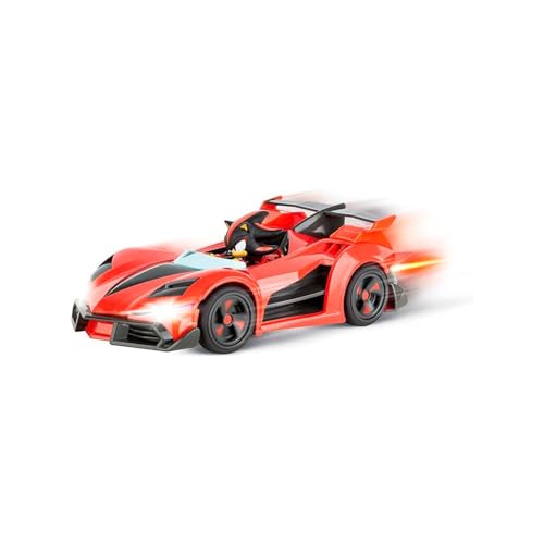 Carrera RC I Team Shadow Racing I Original 24GHz Lizenz Kart mit voller Fahr & Lenkfunktion I Dekorative Sticker & LED Licht I Laufzeit von 20 Minuten I Perfekt für SonicIFans & RC Enthusiasten, Rot von Carrera