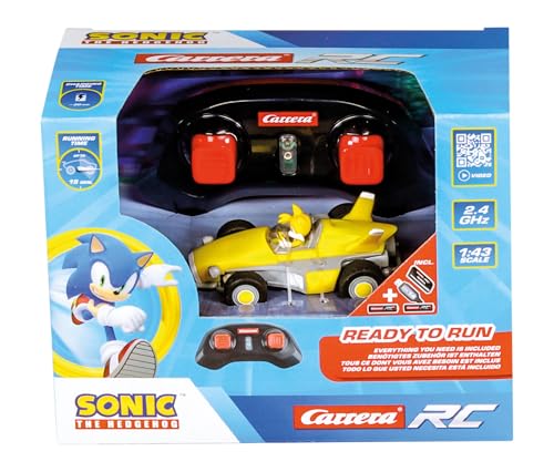 Carrera RC I Team Sonic Racing Mini RC 1:43 I Ferngesteuertes Fahrzeug I Offiziell lizenziert I Authentisches Sonic the Hedgehog Design I Detailgetreue Darstellung I Für Sonic-Fans von Carrera