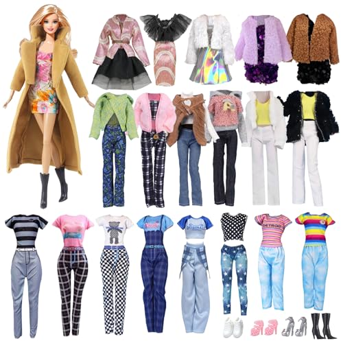 14 Stück Puppenkleidung Outfit für 29,1 cm große Mädchenpuppe, modische Puppenkleidung mit 1 braunem Mantel, 2 Röcken, 3 Jacken, 1 halber Rock, 1 Schürze, 1 Hose, 1 Overall, 4 Schuhe, Geschenk für 14 Stück Puppenkleidung Outfit für 29,1 cm große Mädchenpuppe, modische Puppenkleidung mit 1 braunem Mantel, 2 Röcken, 3 Jacken, 1 halber Rock, 1 Schürze, 1 Hose, 1 Overall, 4 Schuhe, Geschenk für von Carreuty