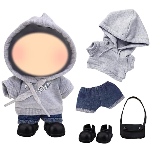 17 cm Doll Clothes Puppen, Grau Sport Puppe Kleidung Zubehör Set mit Sport Hoodie Denim Shorts Tasche Schuhe Halskette für Mädchen Geburtstagsgeschenk, Keine Puppe 17 cm Doll Clothes Puppen, Grau Sport Puppe Kleidung Zubehör Set mit Sport Hoodie Denim Shorts Tasche Schuhe Halskette für Mädchen Geburtstagsgeschenk, Keine Puppe von Carreuty