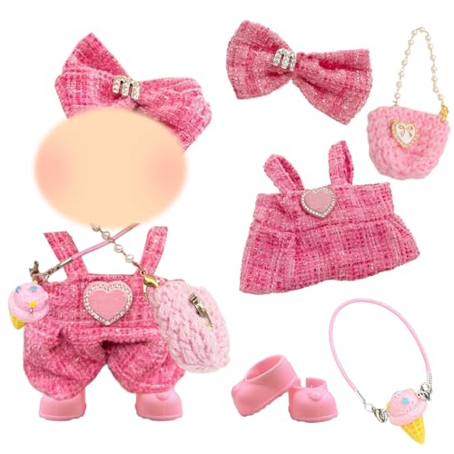 5 Pcs Rosa Puppe Kleidung für 17cm Puppen, Puppe Outfit Zubehör-Sets enthalten 1 Haarspange 1 Lätzchen Hosen 1 Tasche 1 Anhänger 1 Schuhe Junge und Mädchen Puppe 5 Pcs Rosa Puppe Kleidung für 17cm Puppen, Puppe Outfit Zubehör-Sets enthalten 1 Haarspange 1 Lätzchen Hosen 1 Tasche 1 Anhänger 1 Schuhe Junge und Mädchen Puppe von Carreuty