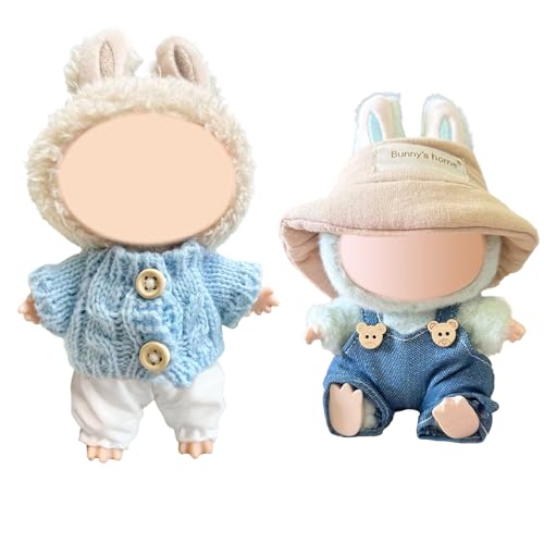 Carreuty 17 cm große Puppenkleidung: Pullover, Hose, Mütze, Latzhose - Unisex, Einfarbig, Saison, Charakter - DOLL_CLOTHING von Carreuty