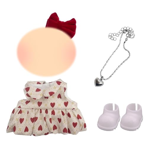 4 Stück 17cm Mini Puppen Kleidung Set, 17cm Puppenkleidung Outfit Zubehör mit 1 Kleid 1 Haarspange 1 Halskette 1 Paar Schuhe Plush Toy Keychain Puppen Kleidung für Mädchen DIY Geschenk Halloween 4 Stück 17cm Mini Puppen Kleidung Set, 17cm Puppenkleidung Outfit Zubehör mit 1 Kleid 1 Haarspange 1 Halskette 1 Paar Schuhe Plush Toy Keychain Puppen Kleidung für Mädchen DIY Geschenk Halloween von Carreuty