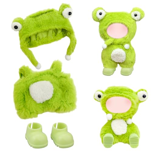 3 Stück 17cm Mini Niedlich Puppen Kleidung Set, Puppenkleidung Outfit Zubehör mit 1 Frosch Onesie 1 Mütze 1 Paar Schuhe Plush Toy Keychain Puppen Kleidung für Jungen Mädchen DIY Geschenk Halloween 3 Stück 17cm Mini Niedlich Puppen Kleidung Set, Puppenkleidung Outfit Zubehör mit 1 Frosch Onesie 1 Mütze 1 Paar Schuhe Plush Toy Keychain Puppen Kleidung für Jungen Mädchen DIY Geschenk Halloween von Carreuty