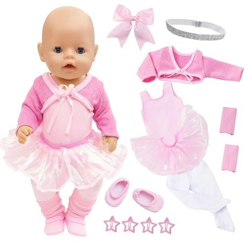 Pink Ballet Babypuppenkleidung für 12-18 Zoll Baby Puppen, 12 Stück Puppenkleidung 35-43cm Outfit mit Jacke Tüll Kleid Strumpfhose Schuhe Haarband Haarspange für Puppenkleidung Zubehör Geschenk Pink Ballet Babypuppenkleidung für 12-18 Zoll Baby Puppen, 12 Stück Puppenkleidung 35-43cm Outfit mit Jacke Tüll Kleid Strumpfhose Schuhe Haarband Haarspange für Puppenkleidung Zubehör Geschenk von Carreuty