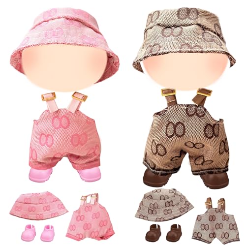 6 Stück Kleidung für 17cm Plüschpuppe Pinke und braune Puppen-Outfit-Sets enthalten 2 Latzhosen 2 Hüte 2 Schuhe, Junge und Mädchen 6 Stück Kleidung für 17cm Plüschpuppe Pinke und braune Puppen-Outfit-Sets enthalten 2 Latzhosen 2 Hüte 2 Schuhe, Junge und Mädchen von Carreuty