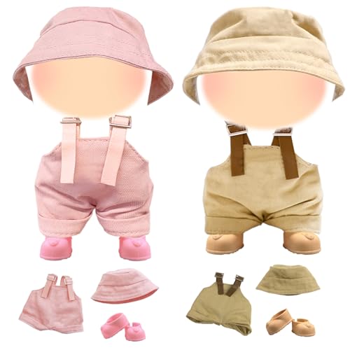 Puppenkleidung 2 Satz Kleidung für 17 cm Puppen, 2 Overall mit verstellbaren Trägern 2 Mütze 2 Paar Schuhe für die 17 cm Mini Plüsch Puppen Plüschpuppe, Nicht im Lieferumfang Enthalten Rosa Braun Puppenkleidung 2 Satz Kleidung für 17 cm Puppen, 2 Overall mit verstellbaren Trägern 2 Mütze 2 Paar Schuhe für die 17 cm Mini Plüsch Puppen Plüschpuppe, Nicht im Lieferumfang Enthalten Rosa Braun von Carreuty
