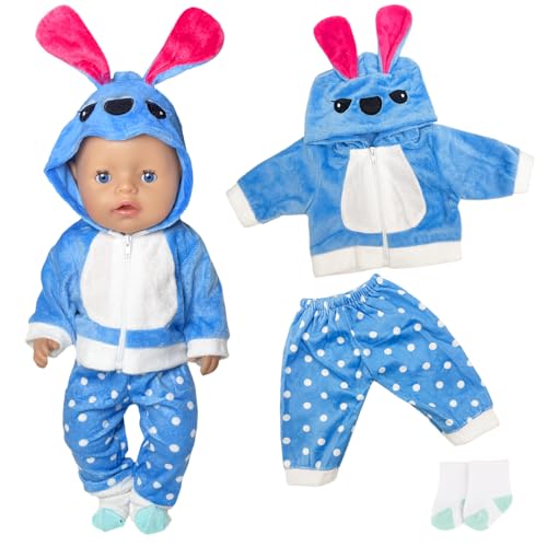 Baby Kleidung für 14-18 Zoll Babypuppen, Blaue Süße Puppenkleidung mit Kapuzenpullover Hose und Socken für 35-45 cm Neugeborene Baby Puppen, 43cm Baby Kleidung Geburtstagsgeschenke für Mädchen Baby Kleidung für 14-18 Zoll Babypuppen, Blaue Süße Puppenkleidung mit Kapuzenpullover Hose und Socken für 35-45 cm Neugeborene Baby Puppen, 43cm Baby Kleidung Geburtstagsgeschenke für Mädchen von Carreuty