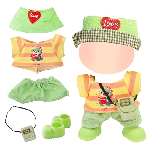 5 Teilige 17cm Kleidung für 17 cm Puppe, Grünes Dinosaurier Bekleidung Bestehend aus 1 Oberteil 1 Hose 1 Hut 1 Schuhen und 1 Tasche, Puppe Kleidung Set Ersatz Keine Puppe 5 Teilige 17cm Kleidung für 17 cm Puppe, Grünes Dinosaurier Bekleidung Bestehend aus 1 Oberteil 1 Hose 1 Hut 1 Schuhen und 1 Tasche, Puppe Kleidung Set Ersatz Keine Puppe von Carreuty