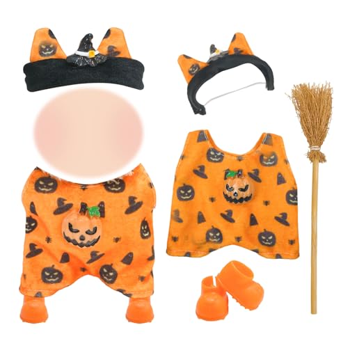 4 Stück Puppenkleidung für 17 cm große Puppen, Halloween-Puppen-Outfit-Zubehör-Sets enthalten 1 Bodys, 1 Hüte, 1 Schuhe, 1 Besen, Halloween-Kostüm für 17 cm große Puppen, Kinder für beste Geschenke 4 Stück Puppenkleidung für 17 cm große Puppen, Halloween-Puppen-Outfit-Zubehör-Sets enthalten 1 Bodys, 1 Hüte, 1 Schuhe, 1 Besen, Halloween-Kostüm für 17 cm große Puppen, Kinder für beste Geschenke von Carreuty