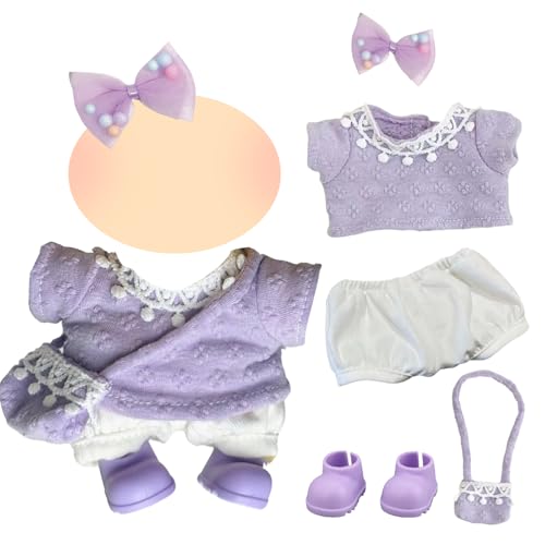 5-teiliges Puppenkleidungs-Set für 17 cm große Puppen, lila Puppenzubehör mit 1 floralem Kragen, 1 Shorts, 1 Schleife, Kopfschmuck, 1 Rucksack, 1 Schuh, Puppen-Outfits für Mädchen, Kindergeburtstag 5-teiliges Puppenkleidungs-Set für 17 cm große Puppen, lila Puppenzubehör mit 1 floralem Kragen, 1 Shorts, 1 Schleife, Kopfschmuck, 1 Rucksack, 1 Schuh, Puppen-Outfits für Mädchen, Kindergeburtstag von Carreuty