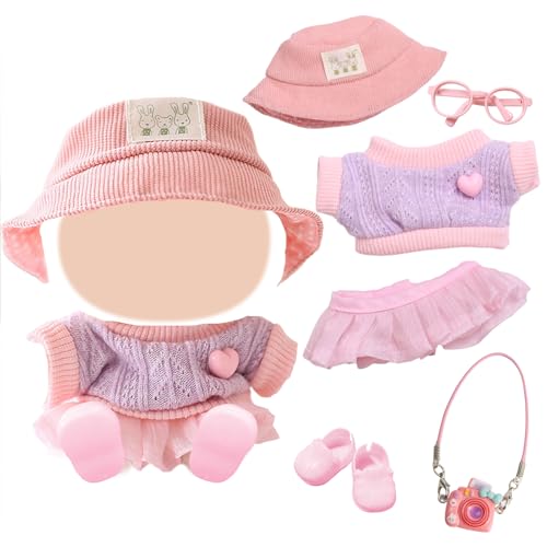 6 Stück Kleidung 17cm Plüsch Puppe, Rosa Liebespuppe Outfit Zubehör einschließlich 1 Tops 1 Kleid 1 Hut 1 Brille 1 Schuhe 1 Anhänger Puppe Kleidung Set Ersatz Keine Puppe 6 Stück Kleidung 17cm Plüsch Puppe, Rosa Liebespuppe Outfit Zubehör einschließlich 1 Tops 1 Kleid 1 Hut 1 Brille 1 Schuhe 1 Anhänger Puppe Kleidung Set Ersatz Keine Puppe von Carreuty