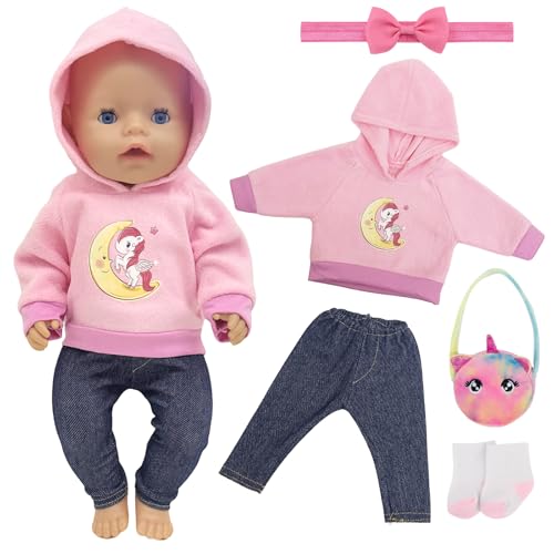 Baby Kleidung für 14-17 Zoll Baby Puppen, Puppenkleidung Enthält Hoodie Hose Tasche Stirnband Socken für 35-43cm Neugeborene Baby Puppen Mädchen (Puppe Nicht Enthalten) Baby Kleidung für 14-17 Zoll Baby Puppen, Puppenkleidung Enthält Hoodie Hose Tasche Stirnband Socken für 35-43cm Neugeborene Baby Puppen Mädchen (Puppe Nicht Enthalten) von Carreuty