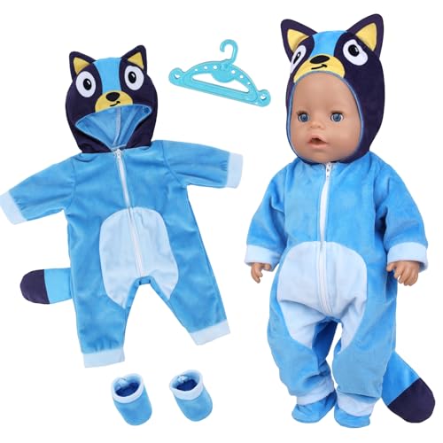 Baby Kleidung für 14-17 Zoll Baby Puppen, Puppenkleidung mit Socken Aufhänger, Hund Puppenkleidung für 35-43 cm Neugeborene Baby Puppen Mädchen Weihnachten Geburtstag (Puppe Nicht enthalten) Blaue Baby Kleidung für 14-17 Zoll Baby Puppen, Puppenkleidung mit Socken Aufhänger, Hund Puppenkleidung für 35-43 cm Neugeborene Baby Puppen Mädchen Weihnachten Geburtstag (Puppe Nicht enthalten) Blaue von Carreuty