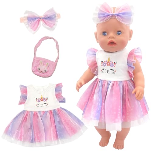 3 teilig Rosa Puppenkleidung für 30-45cm Puppe, Süß Puppen Kleider Enthält Katzen-Tutu-Rock Schleifen-Haarband Tasche für 14-18 Zoll Baby Puppe Geschenk für Kinder Freunde Mädchen Geburtstag 3 teilig Rosa Puppenkleidung für 30-45cm Puppe, Süß Puppen Kleider Enthält Katzen-Tutu-Rock Schleifen-Haarband Tasche für 14-18 Zoll Baby Puppe Geschenk für Kinder Freunde Mädchen Geburtstag von Carreuty