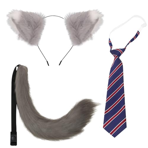 Carreuty 3 Stück Fuchs Kostüm Schwänze Set, Pelzschwanz Fuchsohren Cosplay Set für Kinder Mädchen Jungen, Faux Tier Kostüm Fancy Dress Up Fox Cosplay Zubehör für Kinder Erwachsene Bühnenshow von Carreuty