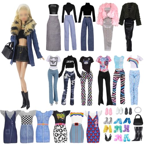 18 Jacke PuppenKleidung Kompatibel mit Barbie, Darunter Stilvolles Pelzkragen Jeans Set Tausend Vogel KaroSet Plüschmantel Set Sport Set Home Kleid Set 5 Schuhe 2 Zubehör für 11,5 Zoll Puppen Geschenk 18 Jacke PuppenKleidung Kompatibel mit Barbie, Darunter Stilvolles Pelzkragen Jeans Set Tausend Vogel KaroSet Plüschmantel Set Sport Set Home Kleid Set 5 Schuhe 2 Zubehör für 11,5 Zoll Puppen Geschenk von Carreuty