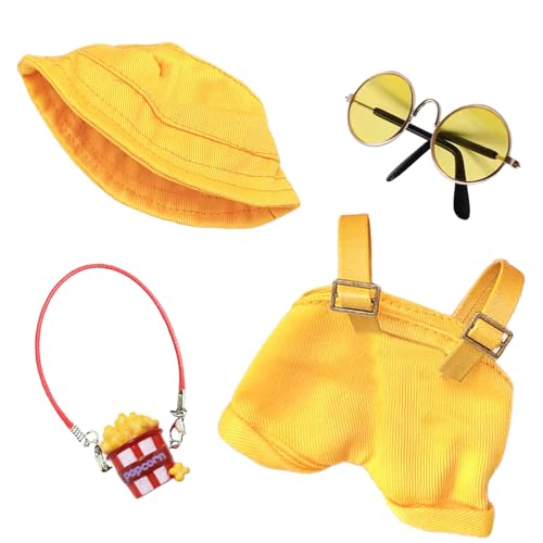 Puppenkleidung für 17cm Puppen, Overall mit verstellbaren Trägern Mütze Brille Popcorn-Anhänger für die 17 cm Minipuppe, Puppen Nicht im Lieferumfang Enthalten, Gelb Puppenkleidung für 17cm Puppen, Overall mit verstellbaren Trägern Mütze Brille Popcorn-Anhänger für die 17 cm Minipuppe, Puppen Nicht im Lieferumfang Enthalten, Gelb von Carreuty