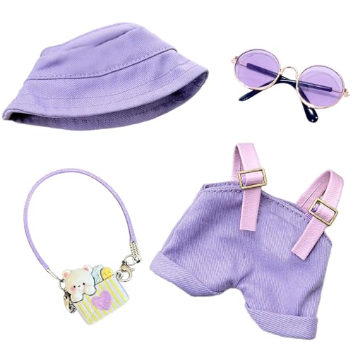 Puppenkleidung für 17cm Puppen, Overall mit verstellbaren Trägern Mütze Brille Liebesbär-Anhänger für die 17 cm Minipuppe, Puppen Nicht im Lieferumfang Enthalten, Lila Puppenkleidung für 17cm Puppen, Overall mit verstellbaren Trägern Mütze Brille Liebesbär-Anhänger für die 17 cm Minipuppe, Puppen Nicht im Lieferumfang Enthalten, Lila von Carreuty