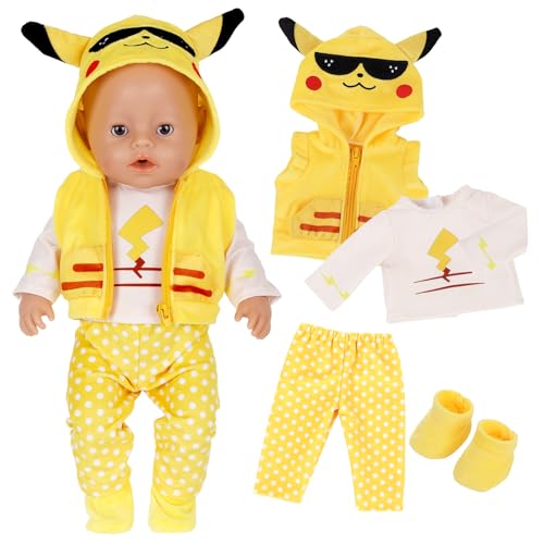Baby Puppen Puppenkleidung Kompatibel mit 35-43 cm New Born Baby Puppen, 4 Stück Gelbe Tiere Kleidung Outfits mit Oberteil Weste Hose Socken für 14-18 Zoll Puppen für Geburtstag Jungen und Müdchen Baby Puppen Puppenkleidung Kompatibel mit 35-43 cm New Born Baby Puppen, 4 Stück Gelbe Tiere Kleidung Outfits mit Oberteil Weste Hose Socken für 14-18 Zoll Puppen für Geburtstag Jungen und Müdchen von Carreuty
