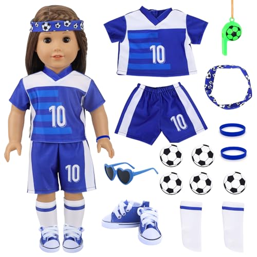Puppenkleidung 35-43cm Outfits für Baby Puppen Puppenzubehör, 14 Fußball Mode Sportbekleidung mit Oberteile Hosen Haarbänder Armbänder Schuhe Sonnenbrillen Socken Trillerpfeifen Fußball Aufkleber Puppenkleidung 35-43cm Outfits für Baby Puppen Puppenzubehör, 14 Fußball Mode Sportbekleidung mit Oberteile Hosen Haarbänder Armbänder Schuhe Sonnenbrillen Socken Trillerpfeifen Fußball Aufkleber von Carreuty