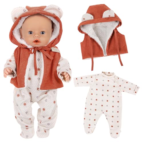 2 Stück Kleidung Outfits für 14-18 Zoll Baby Puppen, 30-43cm Baby Puppenkleidung Outfits 1 Orangefarbene Kapuzenweste 1 Bedruckter Overall Puppenzubehör Geburtstagsgeschenk für Mädchen 2 Stück Kleidung Outfits für 14-18 Zoll Baby Puppen, 30-43cm Baby Puppenkleidung Outfits 1 Orangefarbene Kapuzenweste 1 Bedruckter Overall Puppenzubehör Geburtstagsgeschenk für Mädchen von Carreuty