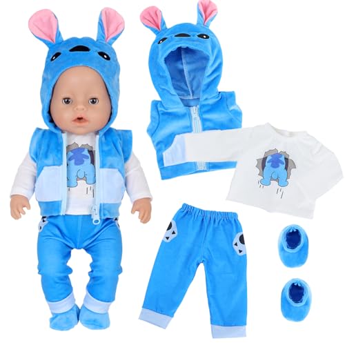 4 Baby Puppen Puppenkleidung für 14-17 Zoll Puppen, Blaues Alien Hund Kleidung Bekleidung Kompatibel mit 35-43 cm New Born Baby Puppen mit Jacke Weste Hose und Socken Geschenke für Kinder 4 Baby Puppen Puppenkleidung für 14-17 Zoll Puppen, Blaues Alien Hund Kleidung Bekleidung Kompatibel mit 35-43 cm New Born Baby Puppen mit Jacke Weste Hose und Socken Geschenke für Kinder von Carreuty